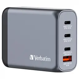 Зарядное устройство для Verbatim GaN 100 W 4 ports (2xUSB-C-100 W, USB-C 65 W /USB-A -3.0) (32202)