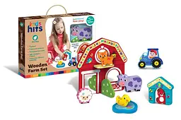 Дерев'яна іграшка Kids hits, KH20/008, набір блоків Ферма, 11 дет. в коробці 34 x 25,5 x 3,3 см