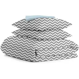 Комплект постільної білизни Cosas євро з простирадлом на резинці GREY ZIGZAG CS1 200 x 220 см (ZigGrey_El-Blue_200)