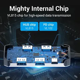 Хаб USB 3.1 Type-C -> 4хUSB 3.0/PD 100W 5-in-1 Vention - мініатюра 8