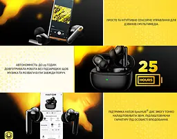Бездротові навушники з мікрофоном HATOR HTA-431B Hyperpunk Truepods Hybrid ANC Bluetooth 5.4 Black - мініатюра 7