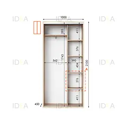 Шафа-купе Idea серія 5 100 x 45 x 210 см Дуб сонома Дзеркало - мініатюра 2