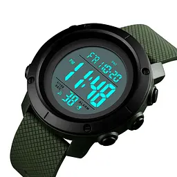 Наручний годинник чоловічий Skmei 1426 Army Green - White ABS, 1426AGWT (12286) - мініатюра 4