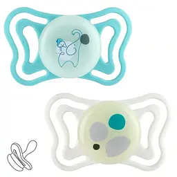 Пустушка Chicco PhysioForma Light силіконова з футляром люмінесцентна 2 шт. (71087.41)
