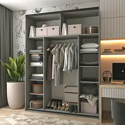 Шафа-купе Doros G-Caiser Графіт / Дуб Евок 1 ДСП / 1 Скло / 3 частини 180х60х240 (42005015) - мініатюра 7
