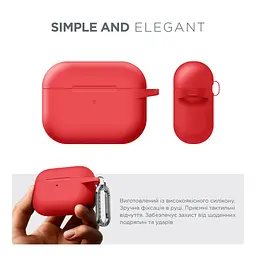Силіконовий чохол для навушників Apple AirPods Pro 3, Hang Case, червоний, ультратонкий захисний кейс товщиною 2 мм, захист від подряпин, пилу та ударів, компактний, з карабіном для кріплення, ArmorStandart (ARM88282) - мініатюра 2