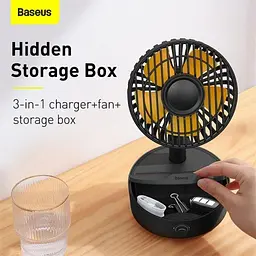 Вентилятор із бездротовою зарядкою Baseus HerXiaomit wireless charger with oscillating fan WXYZ-B01 Black - мініатюра 6