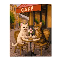 Картина за номерами «Котяче кафе»