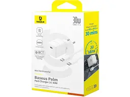 Мережевий зарядний пристрій BASEUS Palm Fast Charger 30 W Type-C to Type-C cable (P10111605213-01) - мініатюра 7