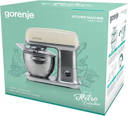 Gorenje Кухонная машина 1000Вт, чаша-метал, корпус-метал, насадок-4, сріблясто-бежевий - мініатюра 5