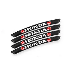 Емблема обода колеса Honda 4 шт Алюміній наклейка на диски на скотчі Чорні