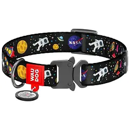 Нашийник для собак Waudog Nylon NASA, з QR паспортом, металева пряжка-фастекс, S, 23-35х1,5 см