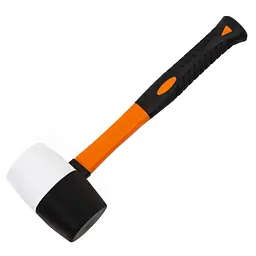 Киянка гумова чорно-біла Polax, ручка з фібергласу, 680 г (39-009)