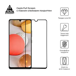 Захисне скло для Samsung Galaxy A42 (A425), Full Glue, 2.5D, на весь екран, глянцеве, загартоване 9H, повне проклеювання по всій поверхні, з чорною рамкою, протиударне, ArmorStandart (ARM58347) - мініатюра 2