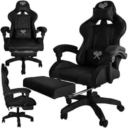 Крісло геймерське Dunmoon 24243 з підставкою для ніг Black