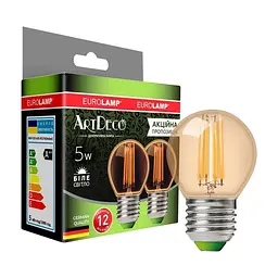 Лампочка Eurolamp LED G45 5W 530 Lm E27 4000K deco 2шт (MLP-LED-G45-05274(Amber))