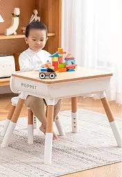 Комплект Poppet Столик Мультивуд 3 в 1 + Стілець + Подушка на стілець + Набір фломастерів (PP-010-G) - мініатюра 12