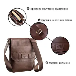 Чоловіча шкіряна сумка планшетка SHVIGEL 19114 коричневий - мініатюра 8