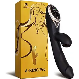 Вакуумний вібратор-кролик з підігрівом KisToy A-King Pro Black - мініатюра 4