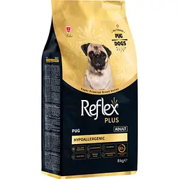 Повноцінний та збалансований сухий корм Reflex Plus Pug Adult для дорослих собак породи мопс 8 кг 