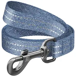 Повідець для собак Waudog Re-cotton, світловідбивний, 200х2,5 см, синій