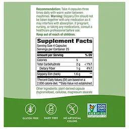 Кора Слизького В’яза Slippery Elm Bark - 100 вег. капсул - мініатюра 2