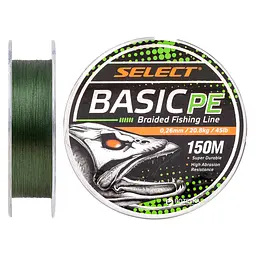 Шнур Select Basic PE 150m Dark Green 0.26mm 45lb/20.8kg (1870.18.74)