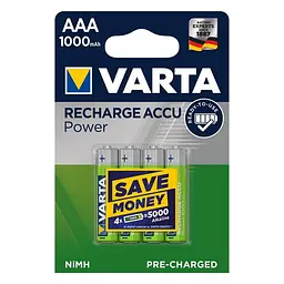 Акумуляторні батарейки AAA VARTA ACCU AAA 1000mAh BLI 4 шт (READY 2 USE) - мініатюра 2