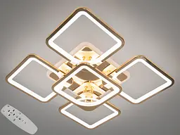 Люстра стельова LED Diasha 8060/4+1G, 150W, 6500K, золото, сучасний стиль з пультом та диммером