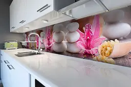 Кухонний фартух Круглі Камені наклейка ПВХ квіти релакс Абстракція Рожевий 60х250 см Happy Pocket Z180507