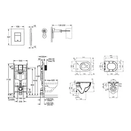 Комплект 4 в 1: Інсталяція GROHE Rapid SL 3 в 1 3884966Q + Унітаз безободковий Kroner Harz WHI523632 RIMLESS з сидінням Slim Duroplast / Soft-close / Quick relase KH523632WHIR (3884966KH523632) - мініатюра 2