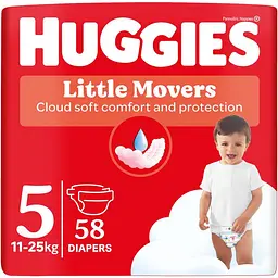 Набір підгузків Huggies Little Movers 5 (11-25 кг) 116 шт. (2 п. x 58 шт.) - мініатюра 2