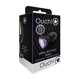 Анальна пробка Ouch! Heart Gem Butt Plug Small, 6.9 см (чорний) - мініатюра 8