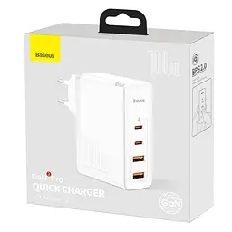 Адаптер мережевий - блок - зарядний пристрій BASEUS GaN2 Pro 4 порти 100 W 5 A (CCGAN2P-L02) білий - мініатюра 4