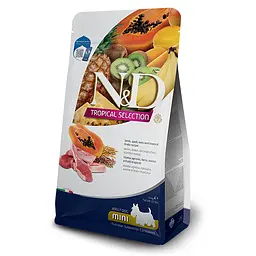 Сухий низькозерновий корм Farmina N&amp;D TROPICAL SELECTION для дорослих собак дрібних порід з ягням та тропічними фруктами, 1,5 кг