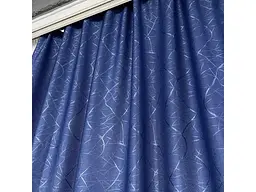 Льняні штори "бите стекло" синього кольору 2шт. 150х270 з білим шифоновим тюлем 400х270, на тасьмі ALBO pbe0052738 - мініатюра 11