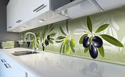 Кухонний фартух 3d Оливки Маслини вінілова для кухні 65х250 см Ягоди Зелений Happy Pocket Z182398 - мініатюра 5