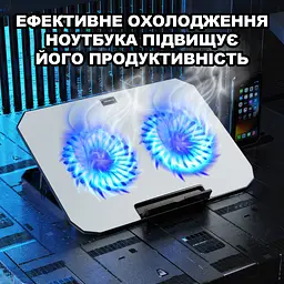Підставка для ноутбука UFT P3S22 охолоджувальна 2 USB 2 вентилятори біла  - мініатюра 4