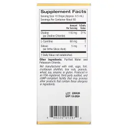 Комплекс холіну та кремнію California Gold Nutrition Choline Silica Complex для підтримки волосся, шкіри та нігтів  30 мл - мініатюра 2