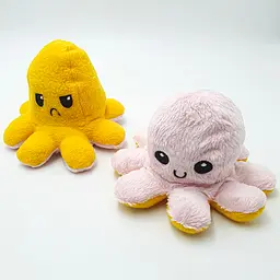 М'яка іграшка Восьминіг перевертень двосторонній веселий сумний Mood Octopus 20 см UKC жовто/рожевий - мініатюра 2