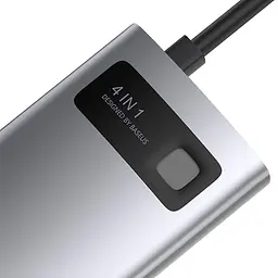 Док-станція адаптер хаб Baseus Metal Gleam Series 4-in-1 - Type-C to 2Usb HDMI Type-C (CAHub-CY0G) - мініатюра 8