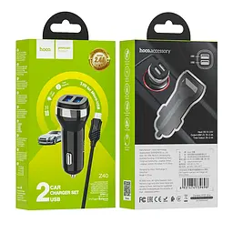 Адаптер автомобільний HOCO Superior Z40 + набір із кабелем Micro USB комплект чорний - мініатюра 5