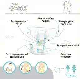 Підгузки для дорослих Sleepy Sensitive Adult M (85-125 см) для чутливої шкіри 30 шт. - мініатюра 2