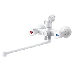 Змішувач для ванни з лійкою Plamix Omega-140 Euro SET white MX9579 Білий