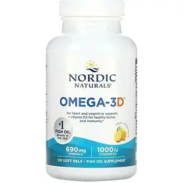 Жирні кислоти Nordic Naturals Omega-3D, 120 капсул - Лимон