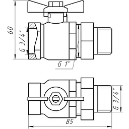 Кран кульовий прямий з американкою Arco 3/4″ Sena 154104 - мініатюра 2
