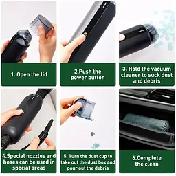 Автомобільний пилосос Baseus A2 Car Vacuum Cleaner 6000 mAh акумуляторний для салону автомобіля Чорний - мініатюра 3
