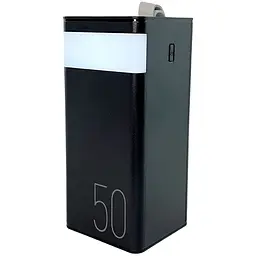 Павербанк Remax RPP-321 / 50000мАг / 22,5 Вт / USB-C + USB-A + microUSB / PD + QC / з ліхтариком / Чорний