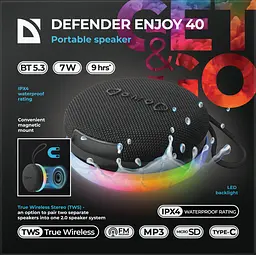 Портативна акустика Defender Enjoy 40 7Вт чорний (65141) (7191843) - мініатюра 9