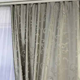 Жакардові штори "вензель" темно-бежевого кольору 2шт. 150х270 з білим шифоновим тюлем 400х270, на та ALBO pbe0052768 - мініатюра 8